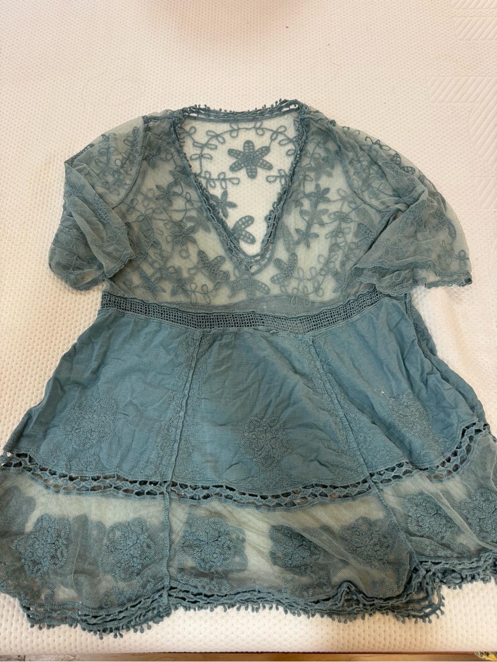 Blue Lace Overlay Dress